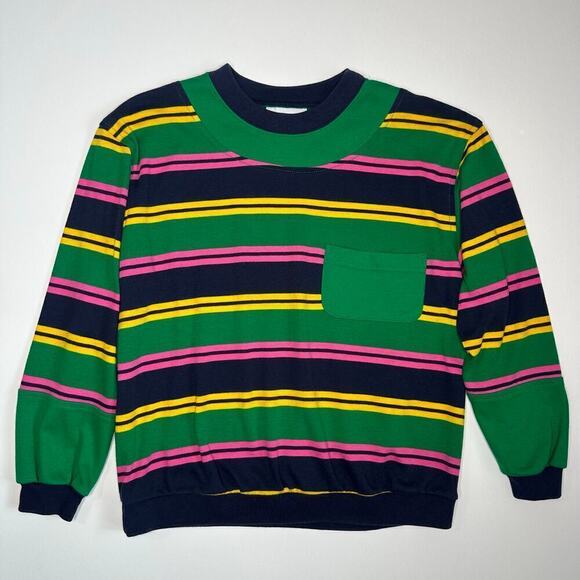 Vintage 1980s Bay Club Studio Crewneck Striped Top - Picture 1 of 5